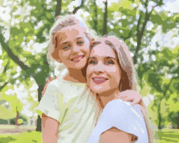 Aperçu peint : Portrait d’une mère et sa fille