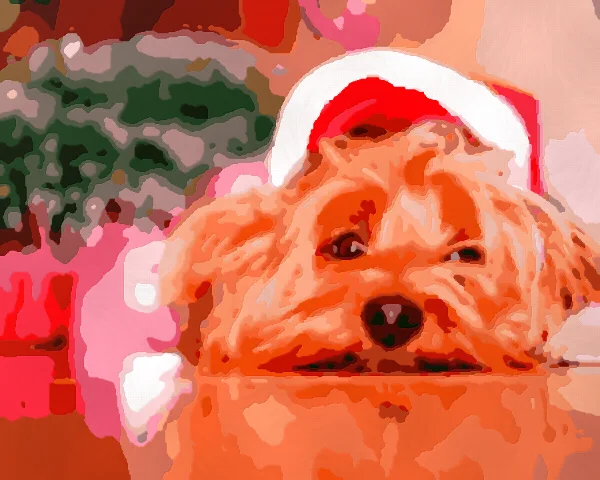 Aperçu peint : Un chien sous le sapin