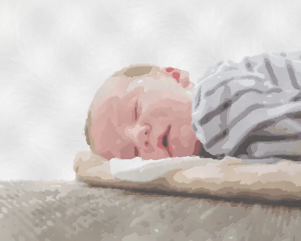 Aperçu peint : Un bébé endormi